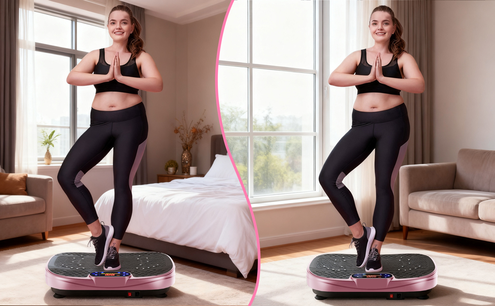 Вібраційна платформа для дому - ротаційна платформа з 120 рівнями та 5 режимами, з еластичними стрічками та пультом дистанційного керування, для спалювання жиру, нарощування м'язів та формування фігури, ідеально підходить для дому, домашнього спортзалу (Розенрот)
