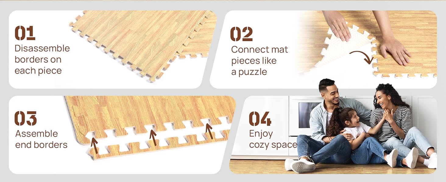 Набір модульних килимків для фітнесу Yes4All (12 шт, 60x60 см), захисний пазл-покриття для підлоги в тренажерний зал, гараж або дім, 4.5 м², колір Темний дуб