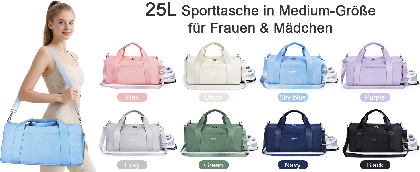 Спортивна сумка 16 дюймів для жінок та дітей з відділенням для взуття та водонепроникним розділенням, фіолетовий колір, 16 розмірів (19 розмірів-блакитний)