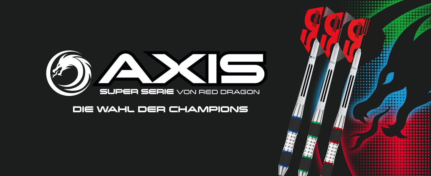 Дарти RED DRAGON Axis Softip 18/20g Tungsten - комплект (стрілки, пір'я, дротики, кейс)