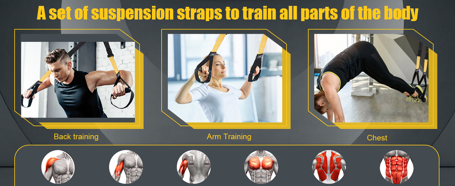 Слінг-тренажер для комплексних тренувань вдома - повний комплект з сумкою та інструкцією, жовтий