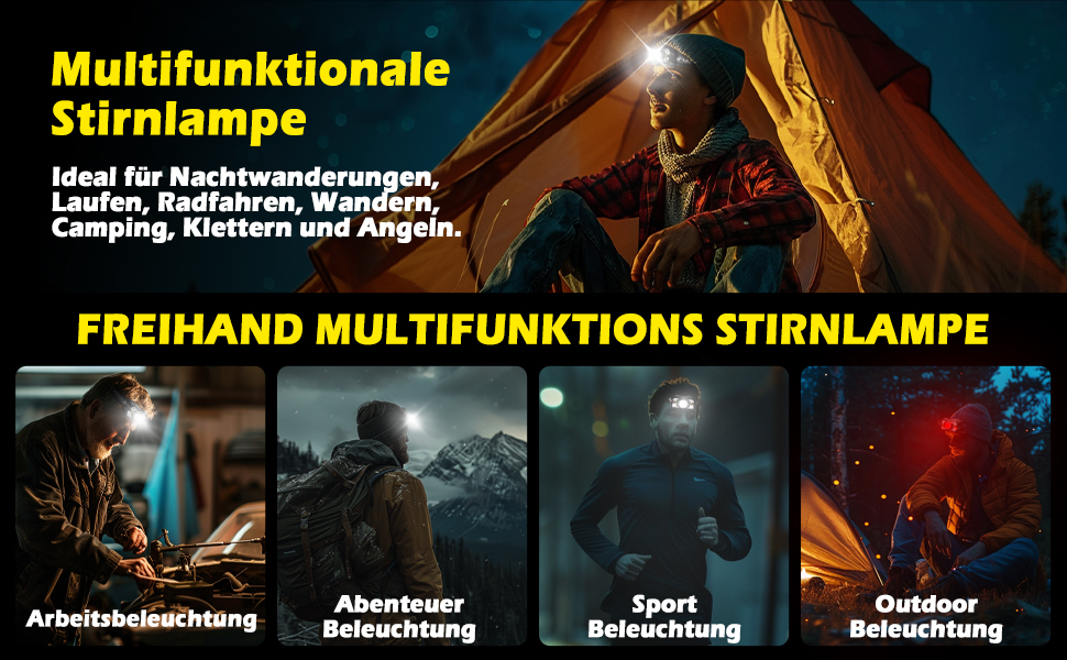 Налобний ліхтар Hyted LED, 2 шт., 2000 люменів, перезарядна батарея, 10 режимів, водонепроникний IPX5, для бігу, кемпінгу, риболовлі