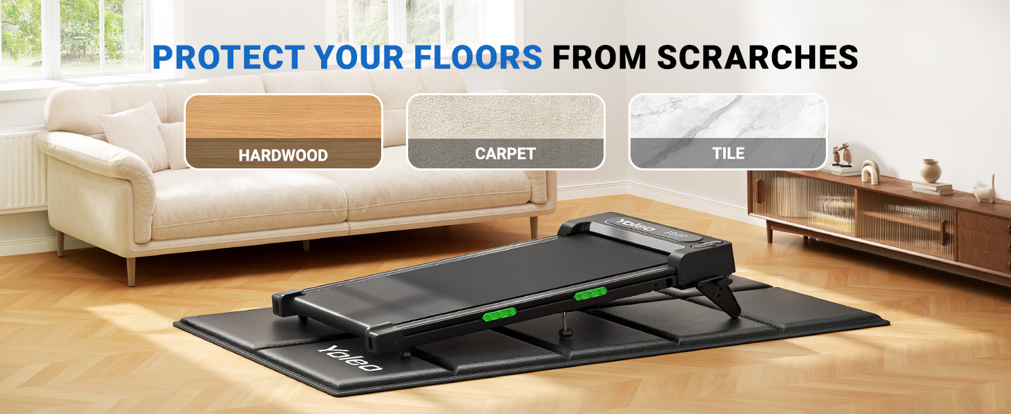 Килимок захисний під бігову доріжку та тренажери Yoleo, 160x75 см, шумопоглинаючий та протиковзкий килим для підлоги під велотренажер, еліпс та лавку для гантелей, чорний