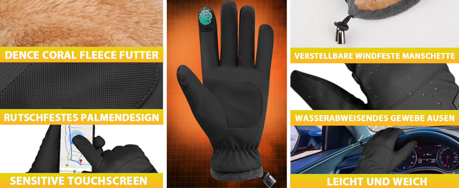 Термо рукавички для велосипеда Ihuan - чоловічі/жіночі, теплі, водонепроникні, вітронепроникні, спортивні, для велосипеда, бігу, катання на лижах, хайкінгу, чорного кольору