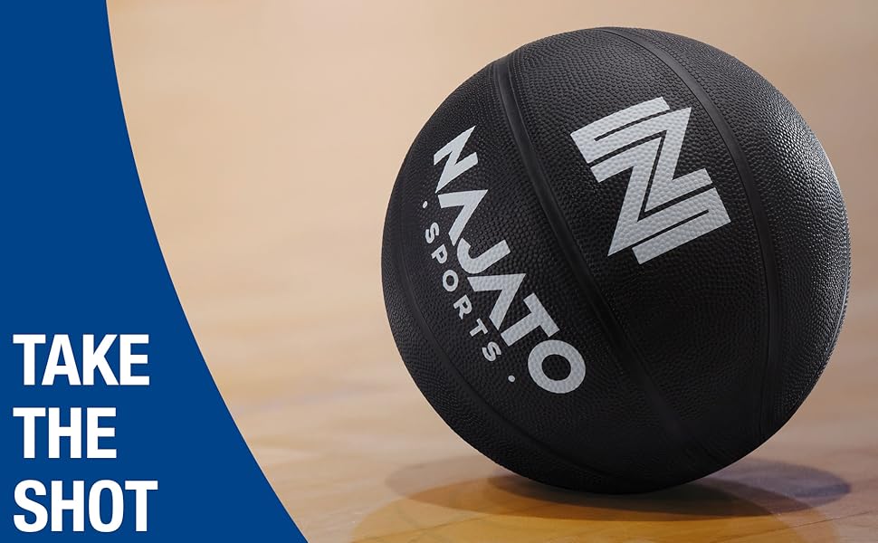 NAJATO М'яч баскетбольний – розмір 7 – для гри на вулиці та в приміщенні, чорний