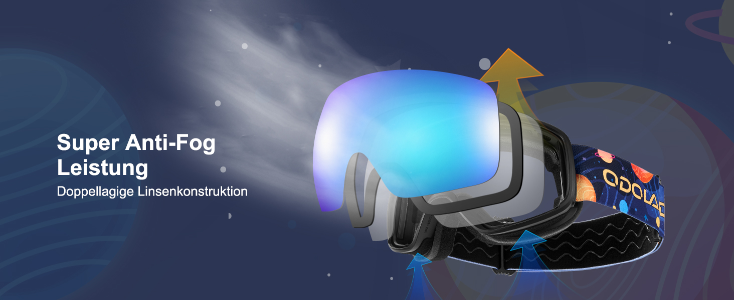 Дитячий гірськолижний шолом та маска Odoland, гірськолижний шолом для хлопчиків та дівчаток, регульований, чорний, з дизайном ракети (54-56 см)