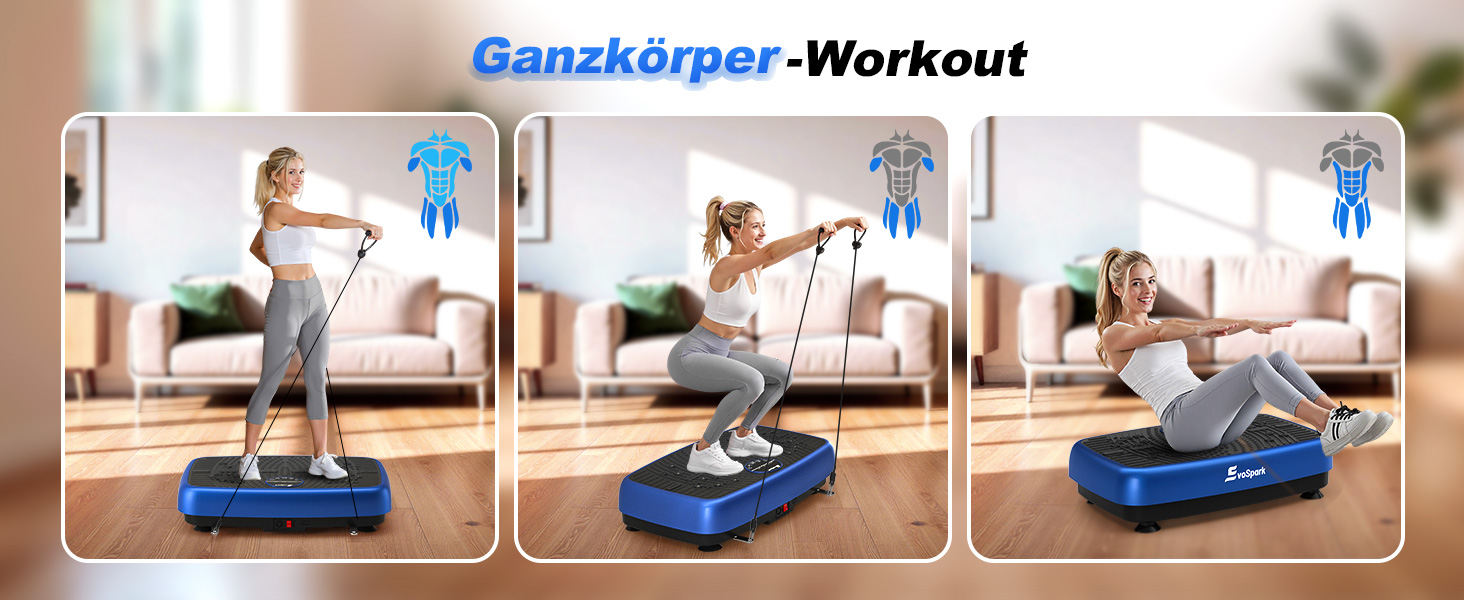 Вібраційна платформа EvoSpark: Тест-переможець 2025, з подвійними моторами для схуднення та тренувань всього тіла. Масажер, платформа для фітнесу на 200 кг. Вібраційна платформа для дому - зелений/блакитний