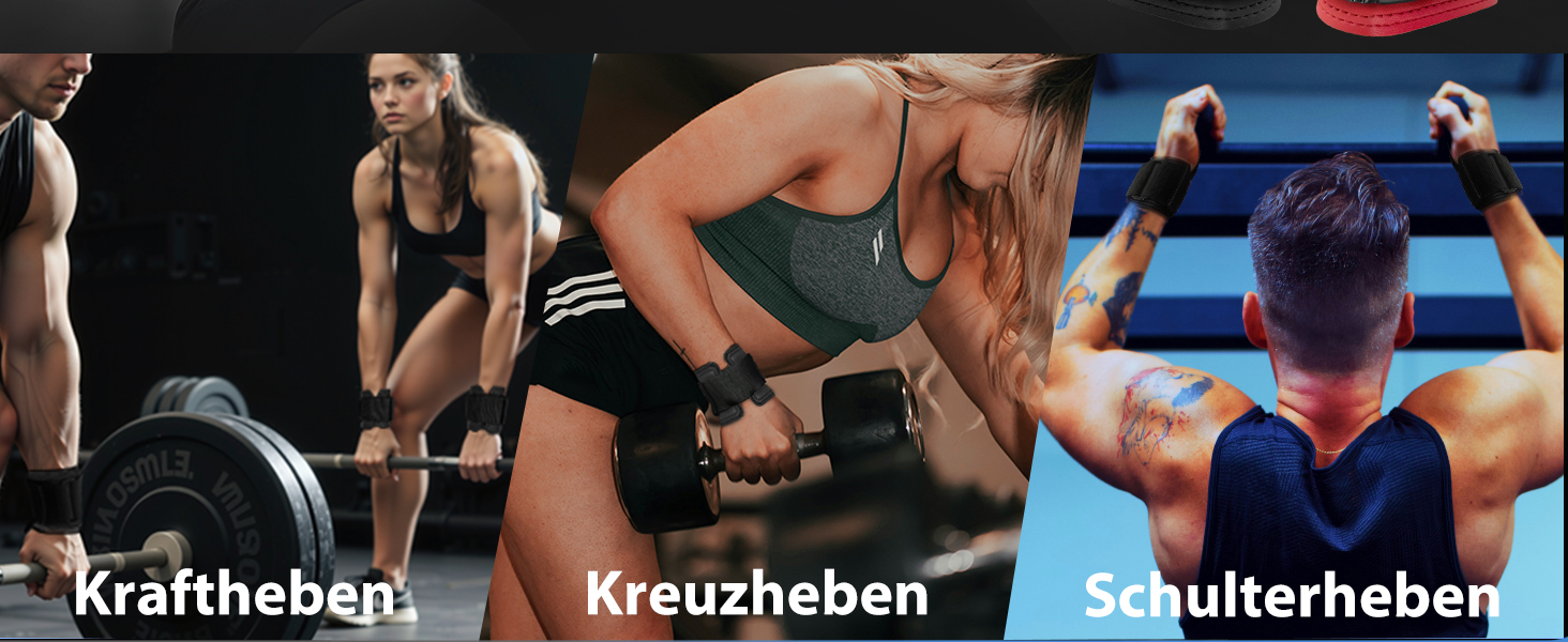 Навантажувальні петлі для важкої атлетики Zughilfen, фітнесу та пауерліфтингу, чорні. Підходять для чоловіків та жінок, для силового тренування, кросфіту та важкої атлетики.