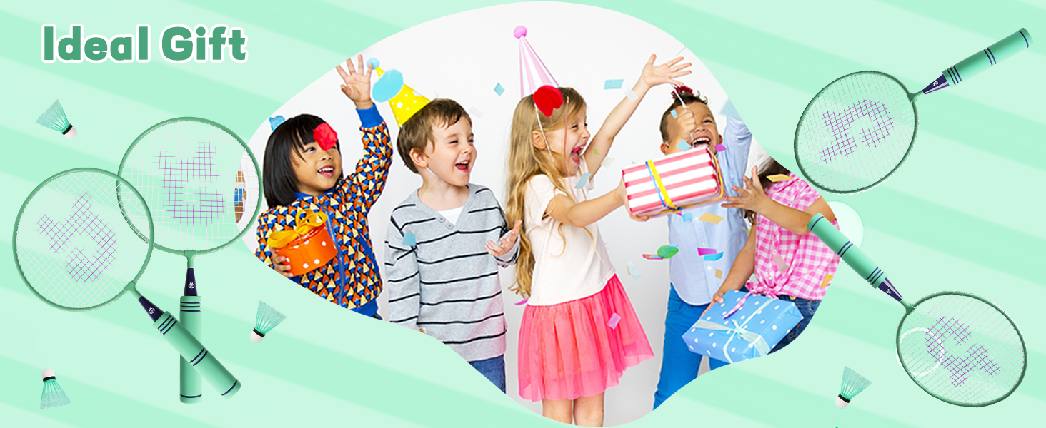 Набір для бадмінтона QKTYB для дітей від 4 до 8 років, легкий сплав, для початківців, з сумкою, зелений