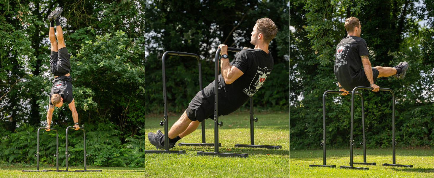 MATCHU Регульовані турніки для віджимань (паралелетки) - 75-103 см, сталь, чорний