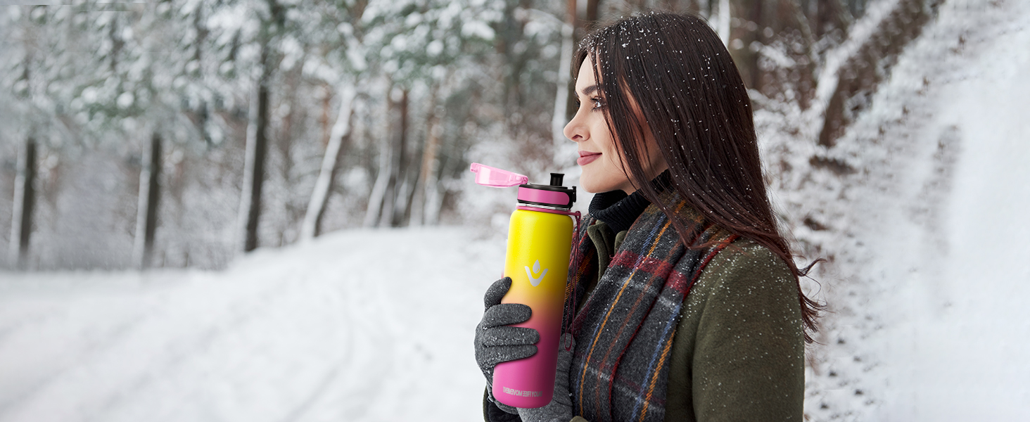 Термопляшка Vikaster 500 мл, нержавіюча сталь, без BPA, для спорту, подорожей та фітнесу, чорно-винна