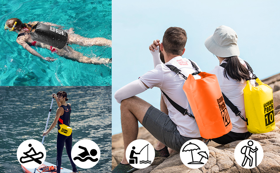 Водонепроникний мішок Dry Bag 30L з регульованим плечовим ременем. Ідеально для каякінгу, сплаву, туризму, кемпінгу та сноубордингу. Жовтий колір