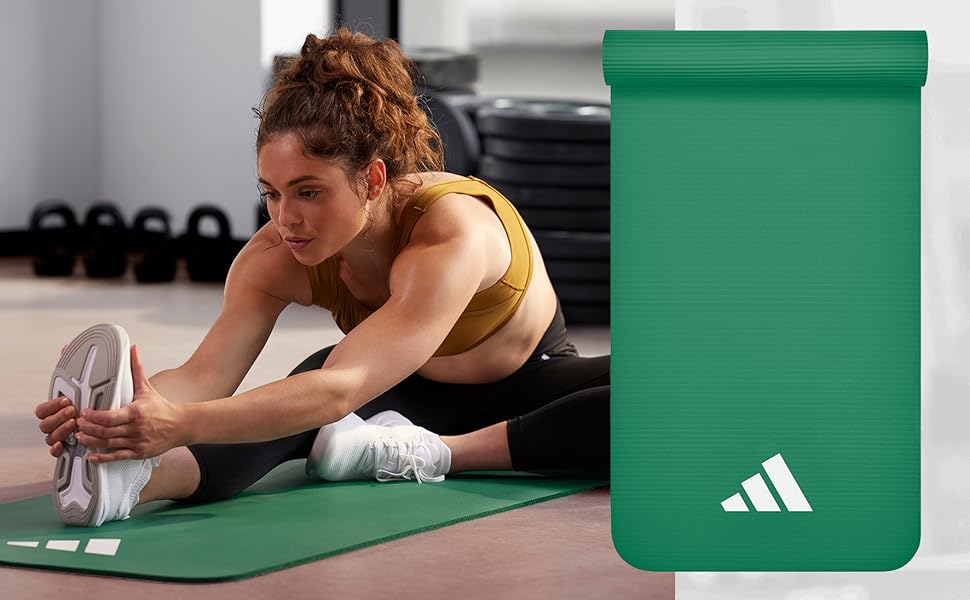 Adidas килимок для фітнесу та йоги 7мм, нековзкий, темно-зелений, для дому та спортзалу