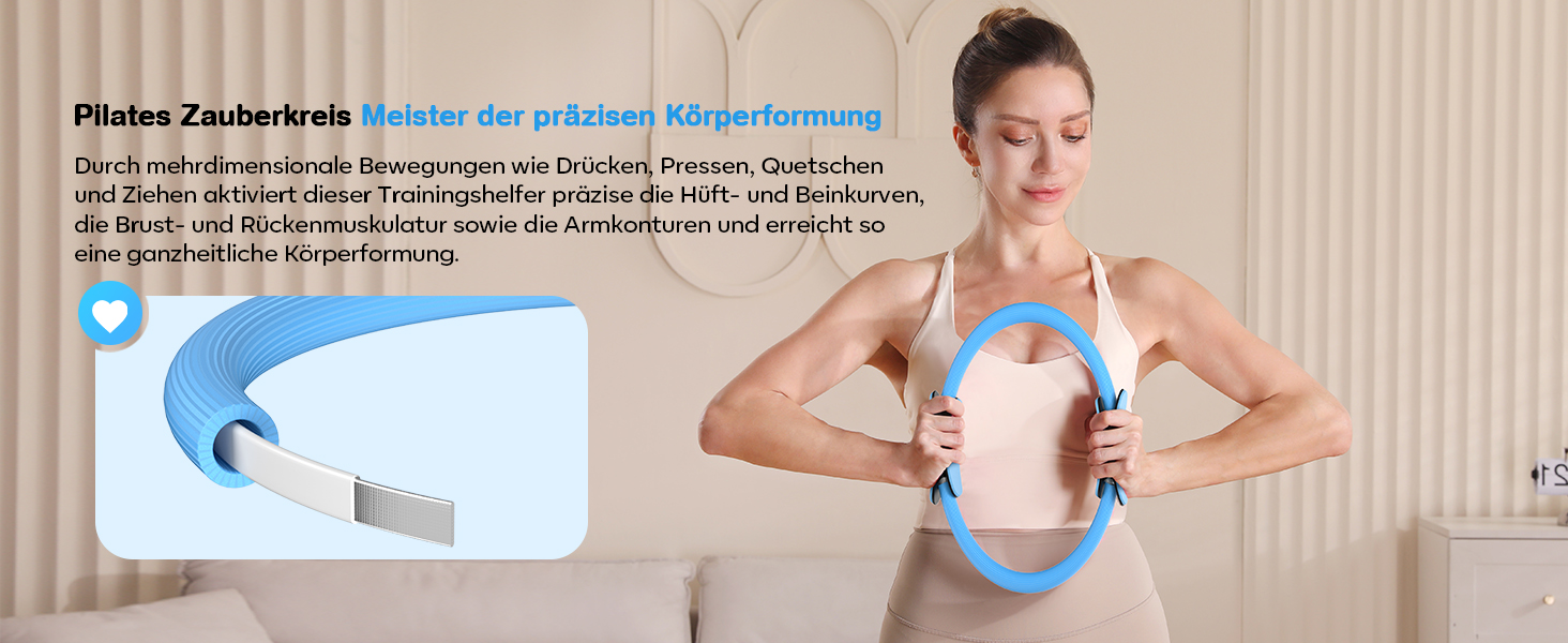 Набір для пілатесу 13 шт: кільце 13', м'яч 10' та еластичні стрічки для жінок вдома. Комплект обладнання для пілатесу для початківців, стрічки та аксесуари (блакитний)