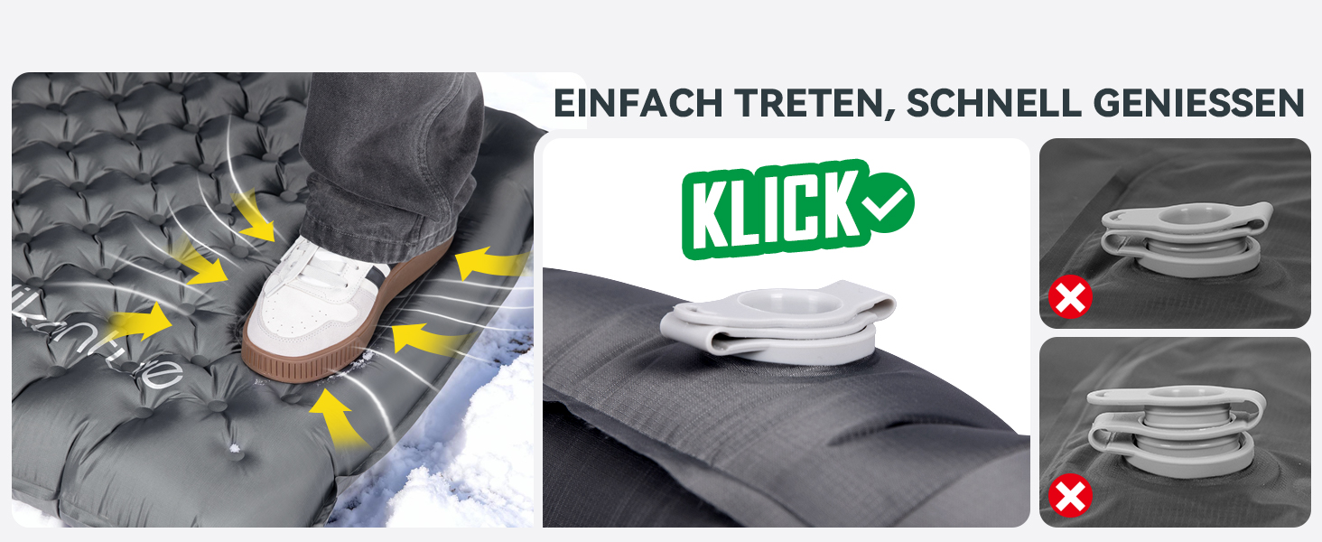 Килимок для кемпінгу HIKENTURE R-Wert 7.3 з ножною помпою, 10 см товщини, 210x64 см, 4 пори року, для туризму та наметів