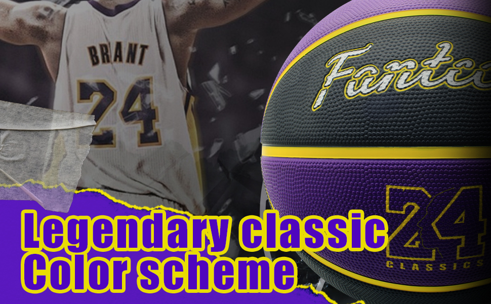 Баскетбольний м'яч Fantecia 7 розміру з насосом - преміум м'яч Street Rubber для гри та тренувань у залі та на вулиці, фіолетовий