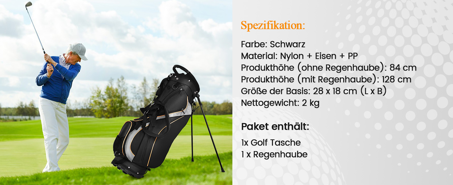 Сумка для гольфу COSTWAY, 6/8 відділень, сумка-стійка, сумка для гольф-тролей, легка переносна сумка-пенал для чоловіків та жінок (Сірий, 8 відділень)