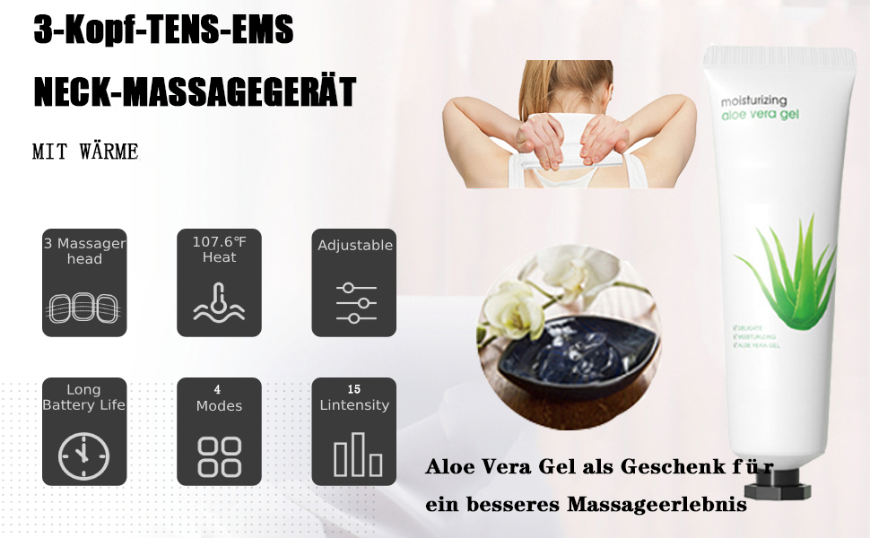 Електричний масажер для шиї та плечей з підігрівом та 4 режимами масажу