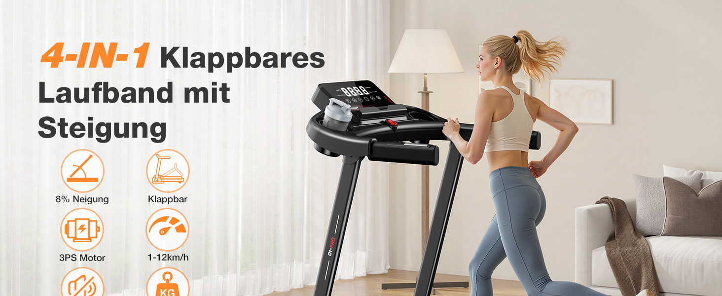 Бігова доріжка Dskeuzeew складана з регулюванням нахилу - Walking Pad для дому, 1-12 км/год, електрична, чорна