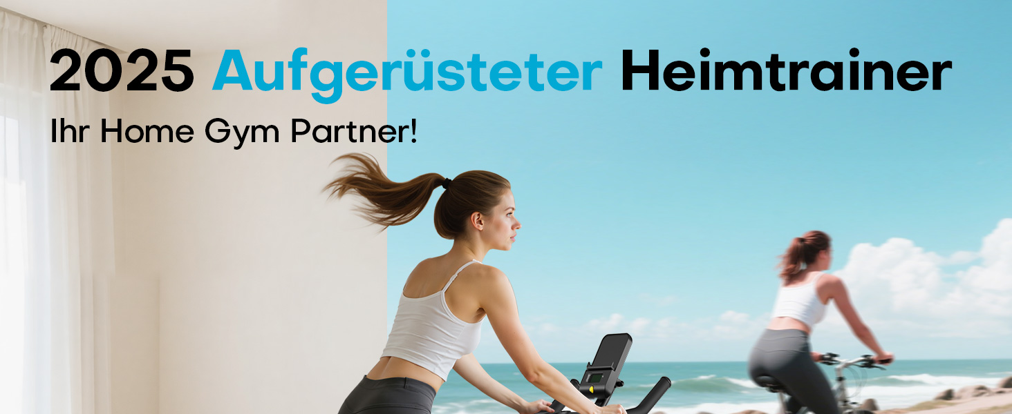 Hometrainer Neu SLUNSE 2025: велотренажер з магнітним опором, LCD-дисплеєм, підтримкою додатків та вагою до 180 кг (зелений/синій)