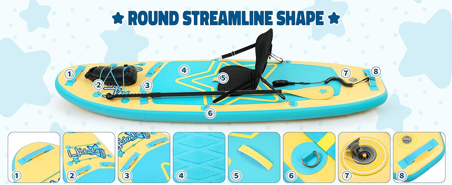 Надувне SUP-борд для дітей та підлітків (жовта зірка) - комплект з аксесуарами