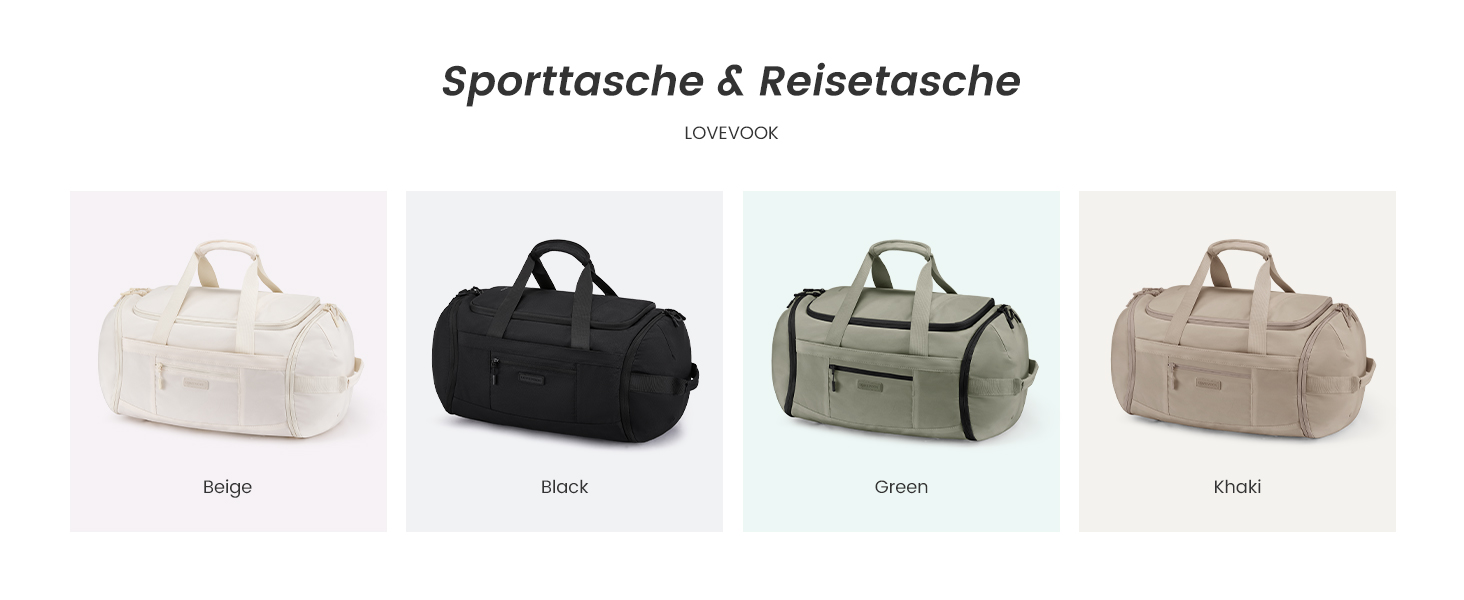 Спортивна сумка LOVEVOOK для жінок та чоловіків, велика сумка для залу, дорожня сумка з відділенням для взуття, водонепроникна сумка для тренувань, плавання, Travel Duffle Bag з рюкзаком, 45L (51*28*32 см), Бежевий