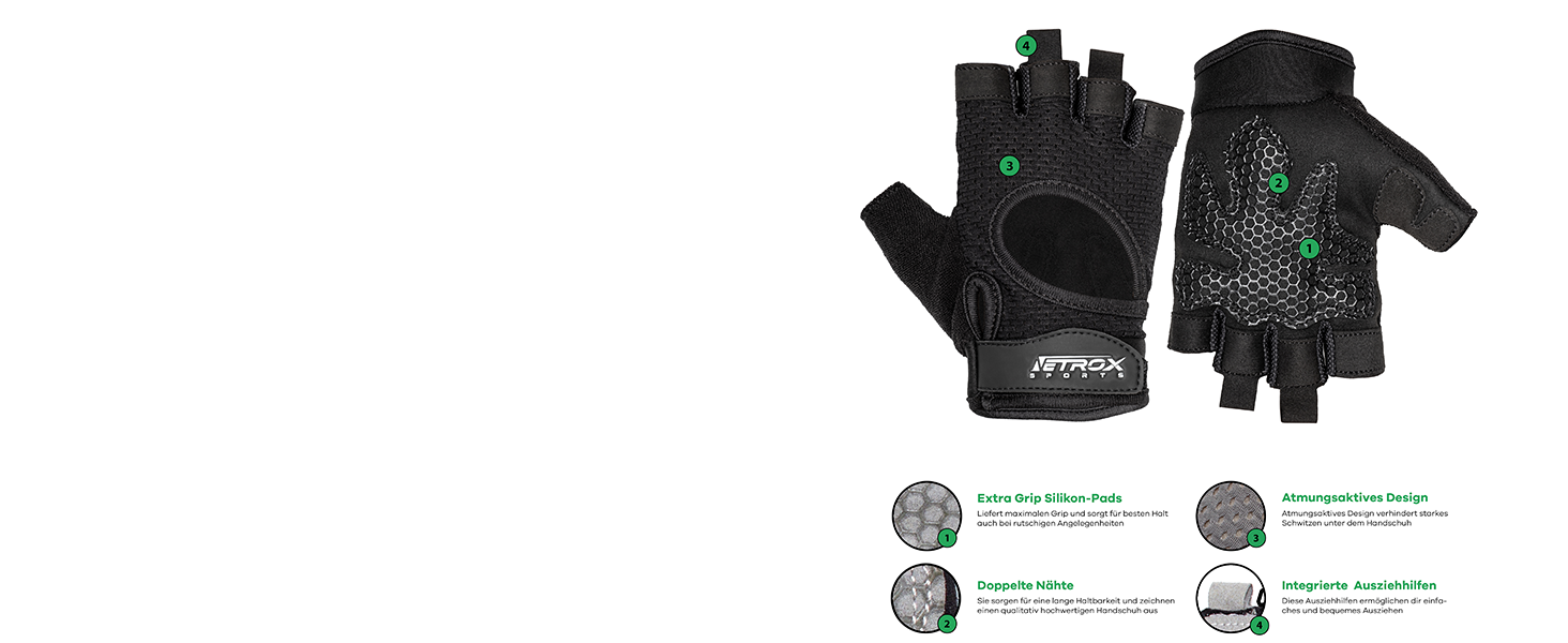 Спортивні рукавички NetroxSports з додатковим зчепленням - для тренувань, велосипеда, фітнесу, залу - чорні, XL (чоловічі та жіночі)