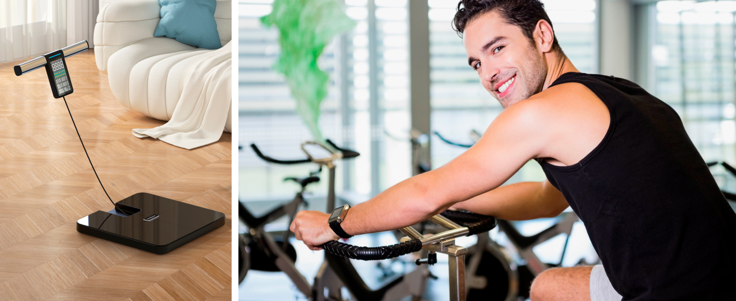 Вага для вимірювання жиру в тілі GeniaScreen SolidTrack - розумна вага з Bluetooth, LED-дисплеєм, 56 вимірювань, 180 кг, скло