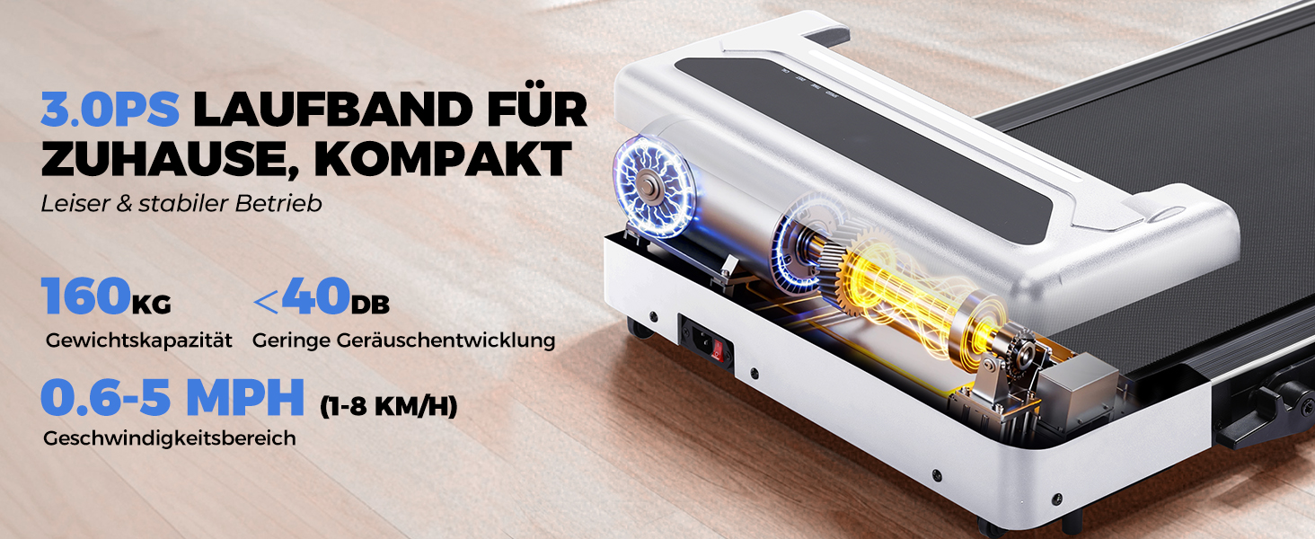 GTPLAYER Ходунка для дому, біговий килимок складаний з LED-дисплеєм та пультом, регульовані підлокітники, двигун 2.5 PS, фітнес, тренування, домашній фітнес, зелений (білий)