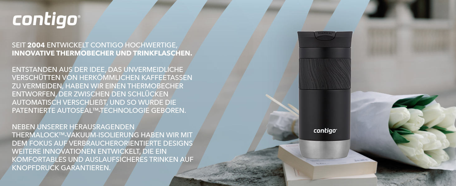 Термокружка Contigo Byron Snapseal 470 мл, нержавіюча сталь, Licorice - герметична, для кави, без BPA