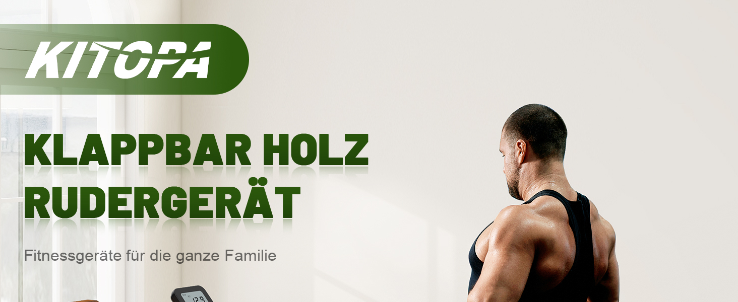 Гребний тренажер Kitopa RW719-50 з водою, для дому, з Bluetooth, Kinomap (30 днів)