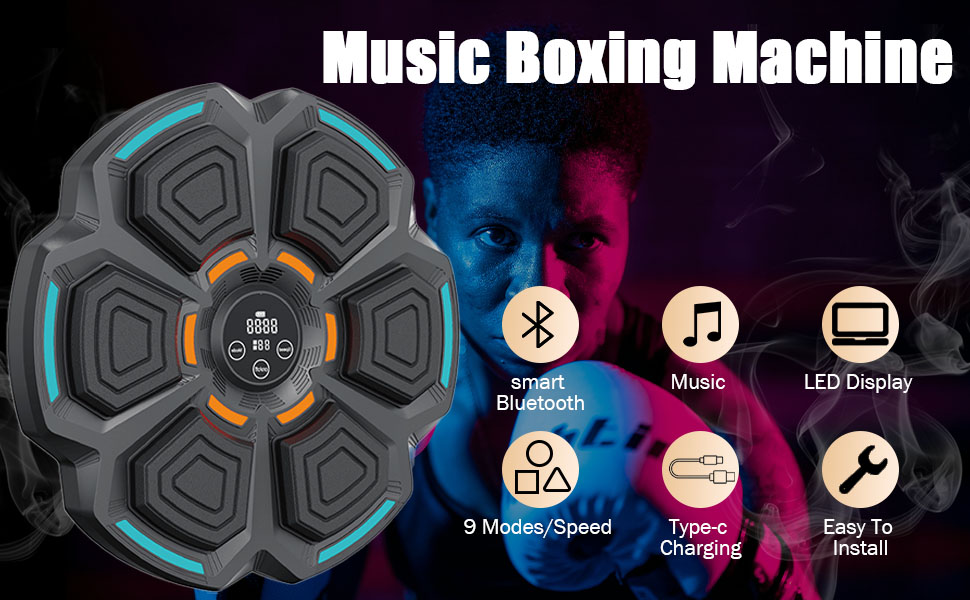 Bluetooth музичний смарт-бокс для дому зі стінним кріпленням, боксерське обладнання для тренувань та зняття стресу, з боксерськими рукавичками для дітей і дорослих