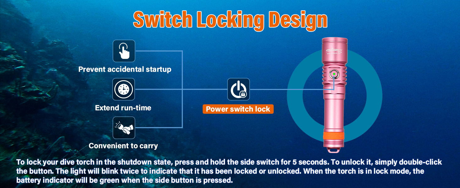 Ліхтар підводний LED Orcatorch DC710, 3000 люмен, USB-C, IP68, 150м, рожевий