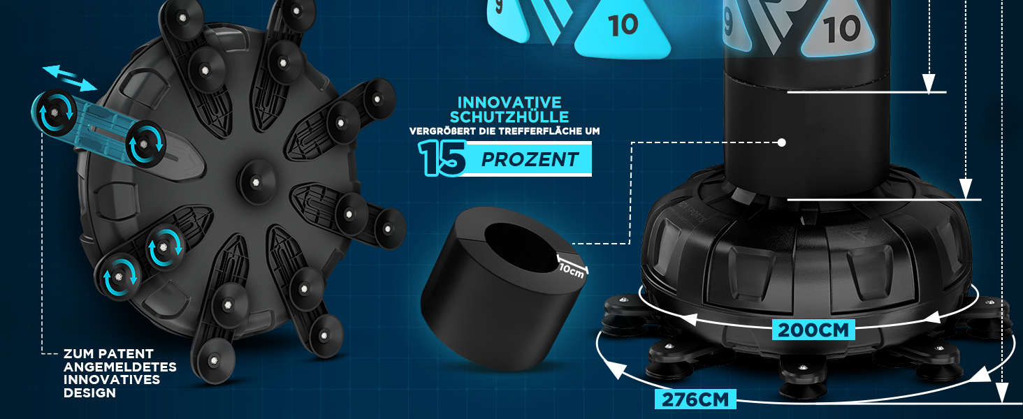 Боксерський мішок стоячий RDX 6FT, 330LB, комплект з рукавичками та покриттям XXL, блакитний