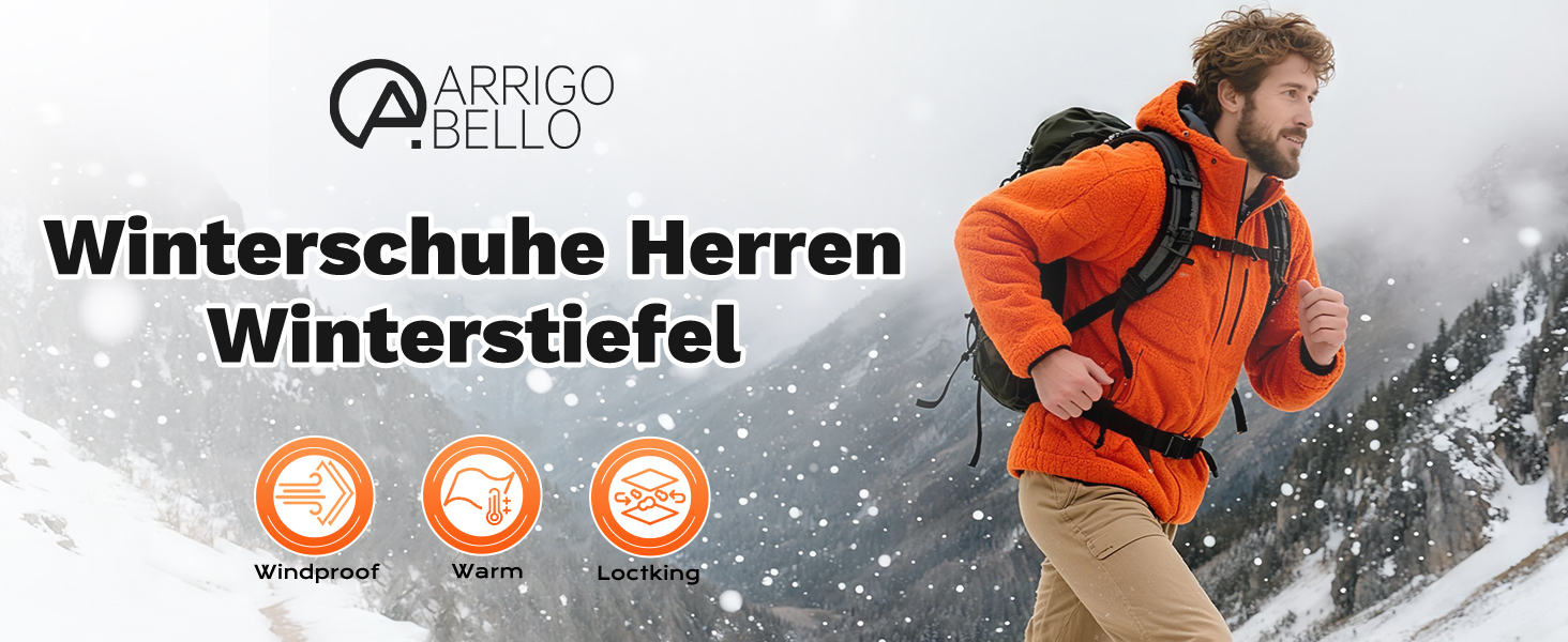 ARRIGO BELLO Зимові черевики для чоловіків: зимові чоботи, чоботи від снігу, утеплені, робочі черевики, для роботи та походів, розмір 41-46, G1, чорний, 43 EU