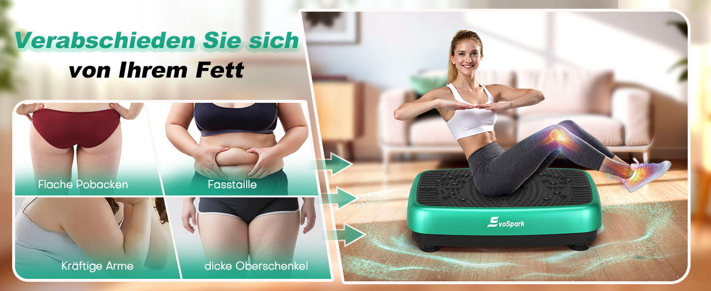 Платформа для вібраційного тренування EvoSpark - масажер для дому, для схуднення та загального оздоровлення, 450 LBS, зелений