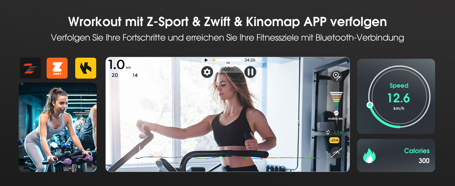 Велотренажер Toputure з APP, тихий, з магнітним опором, 15 кг маховик, до 150 кг, LCD-монітор, тримач для планшета, тримач для напоїв, червоний