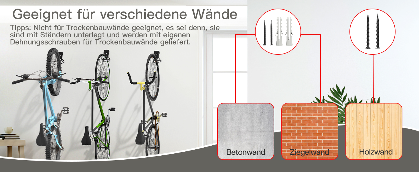 Настінна підставка для велосипеда Housolution, 2 шт. - Економія простору, вертикальне зберігання, з EVA гумою, чорний