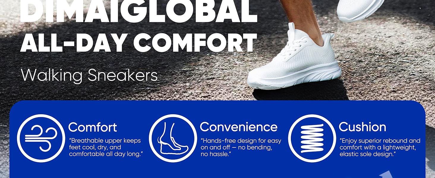 Чоловічі Slip-On кросівки DimaiGlobal без шнурівків: легкі, дихаючі, для занять спортом та відпочинку, розмір 40 EU, чорний колір