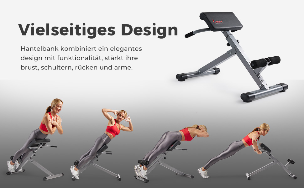 Романська лава Sunny Health & Fitness для тренування спини та пресу – регульована, для дому, з функцією гіперекстензії, тренажер для сідниць та пресу