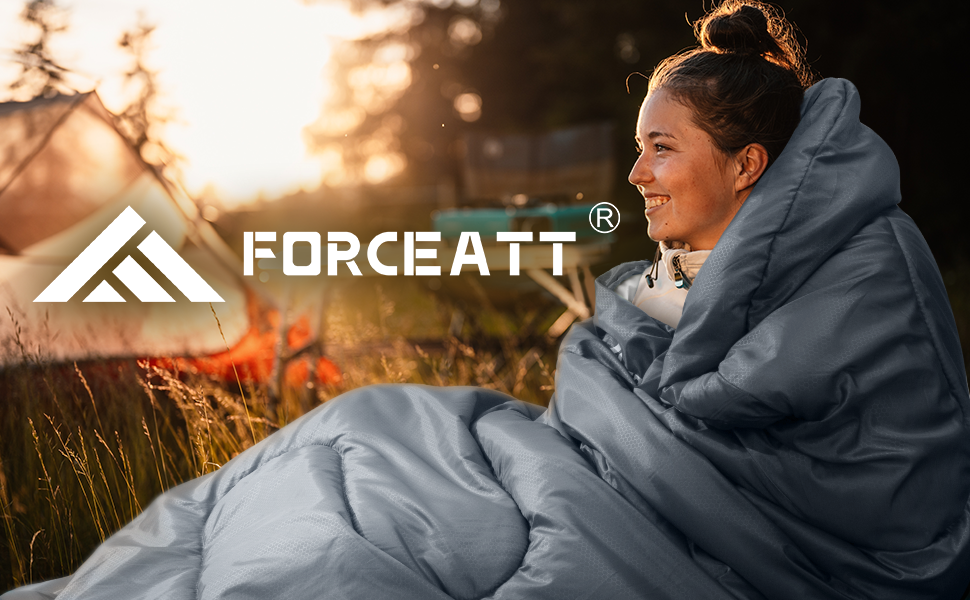 Сплячий мішок Forceatt 4 сезони: зимовий, ковдровий, для кемпінгу, подорожей, фестивалів. 2.4 кг, сірий, 5°C.