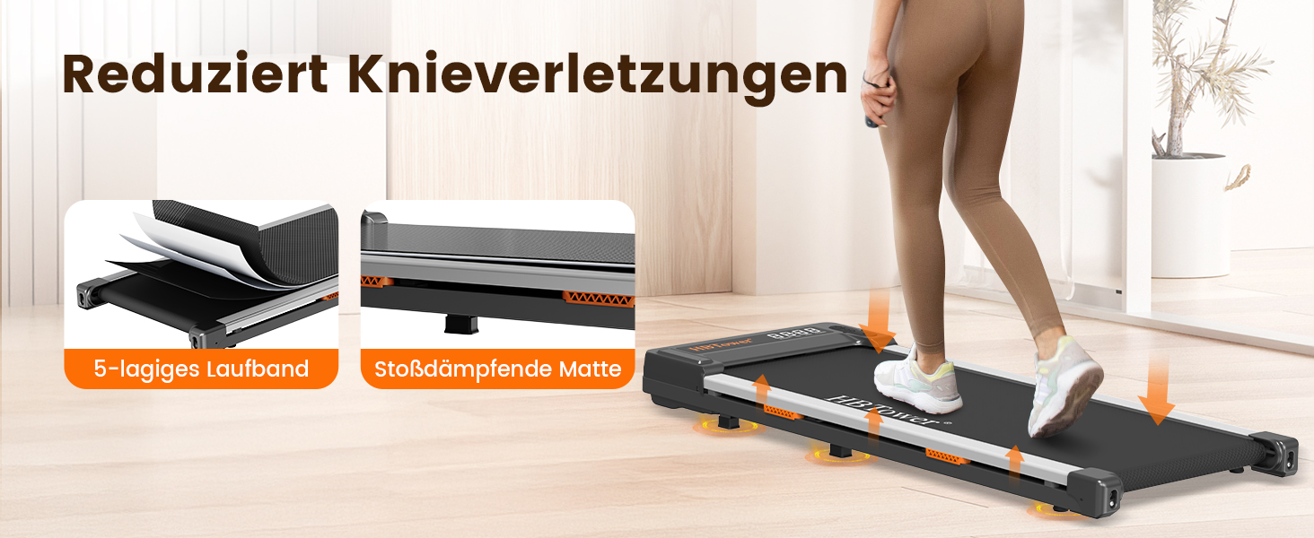 HBTower Walking Pad - біговий килимок для дому з пульт дистанційного керування, LED дисплеєм, 1-6 км/год