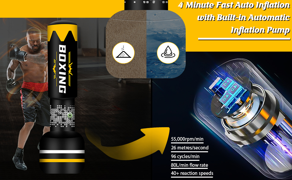 Boxsack YORWHIN для дорослих: 180 см, самонадувний, з рукавичками та помпою для MMA, муай-тай, фітнесу