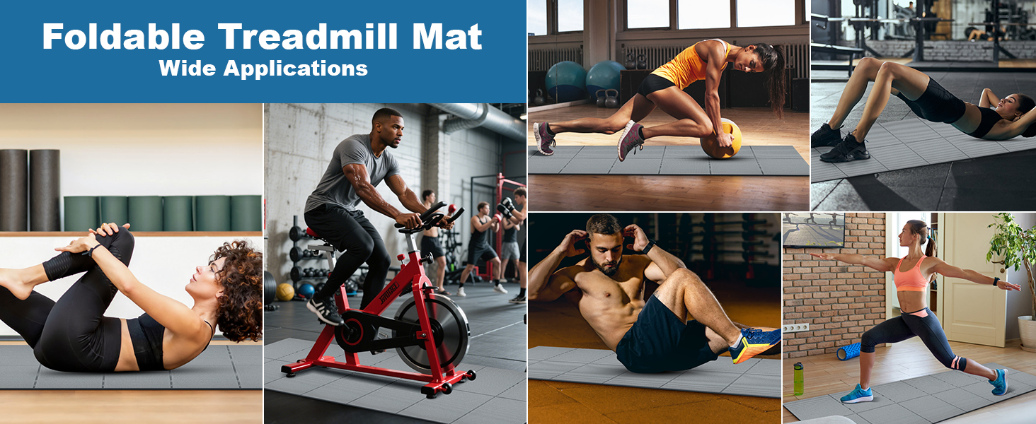 Килимок під тренажер PVC 173x61x0.6 см, захисний шумопоглинаючий мат для бігової доріжки та йоги, водонепроникний (сірий)