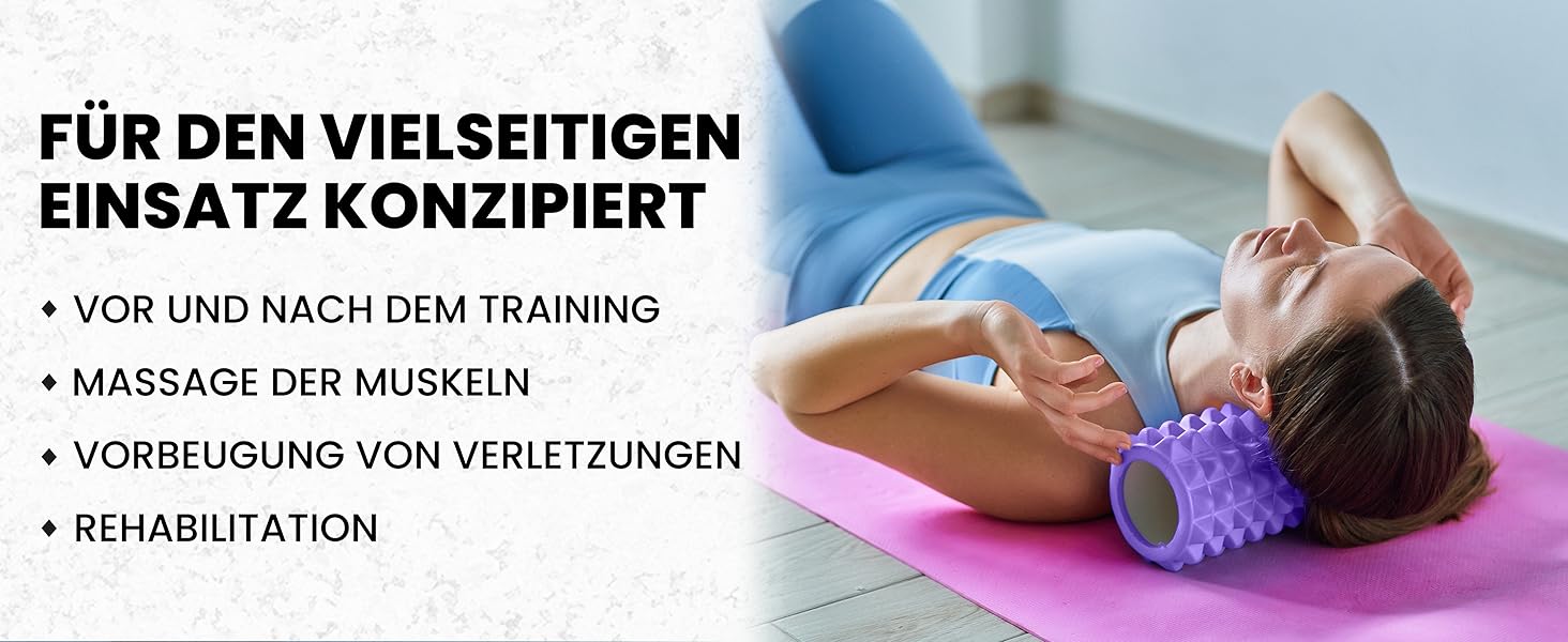 Набір для масажу та реабілітації Unycos: ролер для фасції, фітнес-гумки, масажний м'яч, стік для реабілітації, мотузка для формування, сумка для зберігання (Чорний/Лідний)