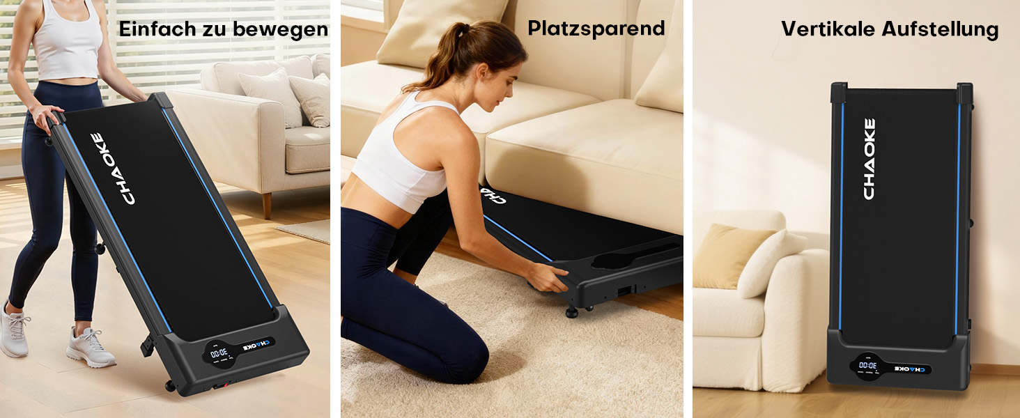 Ходунка CHAOKE з регулюванням нахилу 9%, біговий стіл для дому та офісу, потужний 2.75 PS мотор, до 150 кг, 12 HIIT-програм та пульт керування (чорний)