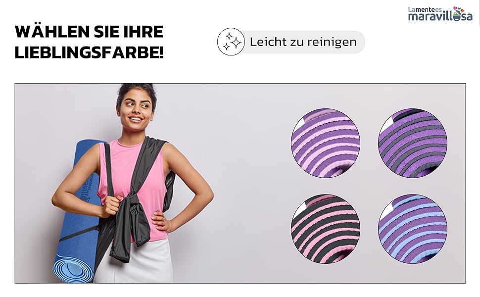 Килимок для гімнастики та йоги LA MENTE ES MARAVILLOSA з неслизькою поверхнею, сумкою та електронною книгою для занять фітнесом, пілатесом та воркаутом. Розмір 183x61 см, колір: блакитний мандала + блакитний