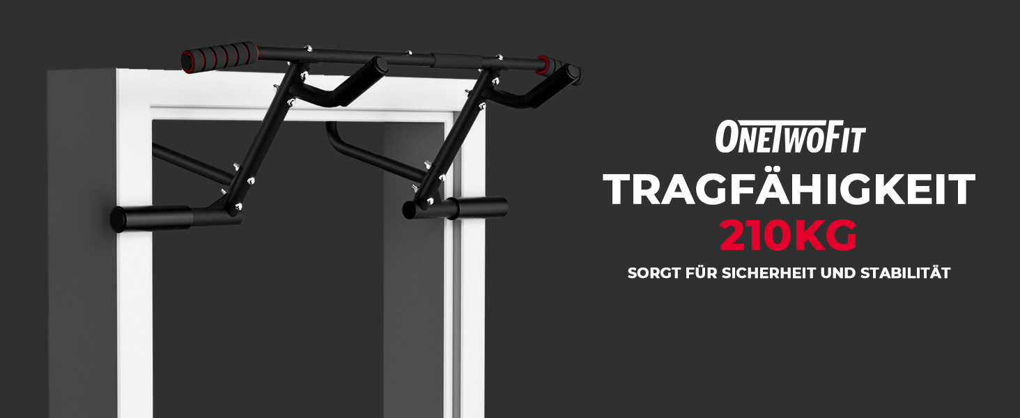 Кімнатна турнік ONETWOFIT для дверного прорізу, мультигрип, чорний, до 210 кг