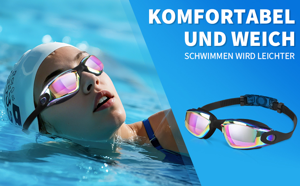 Окуляри для плавання унісекс, професійні, з UV-захистом, антизапітніння, анти-витік, чіткий огляд, м'які носові упори, рожеві