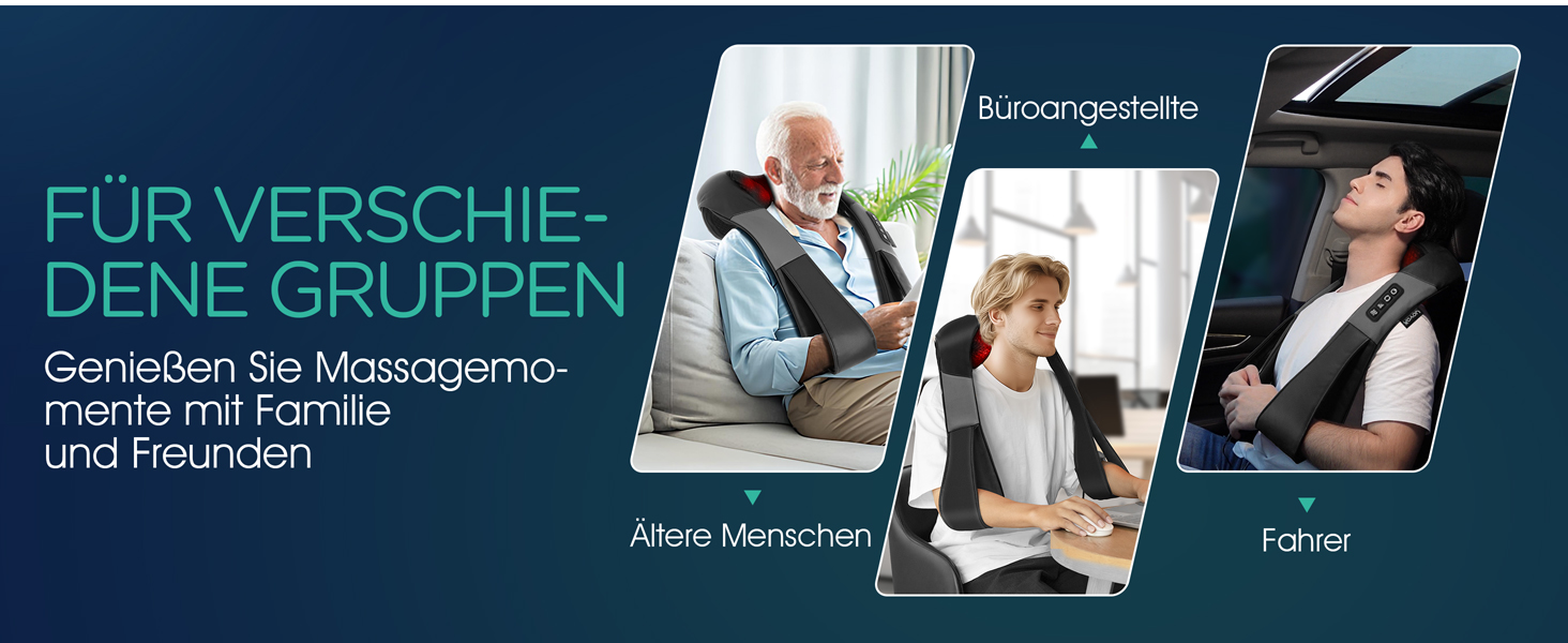 VOYOR HEALTH Масажер для шиї та плечей з підігрівом, електричний 4D Шіацу, для спини, шиї, плечей, знеболення м'язів, модель PJ100
